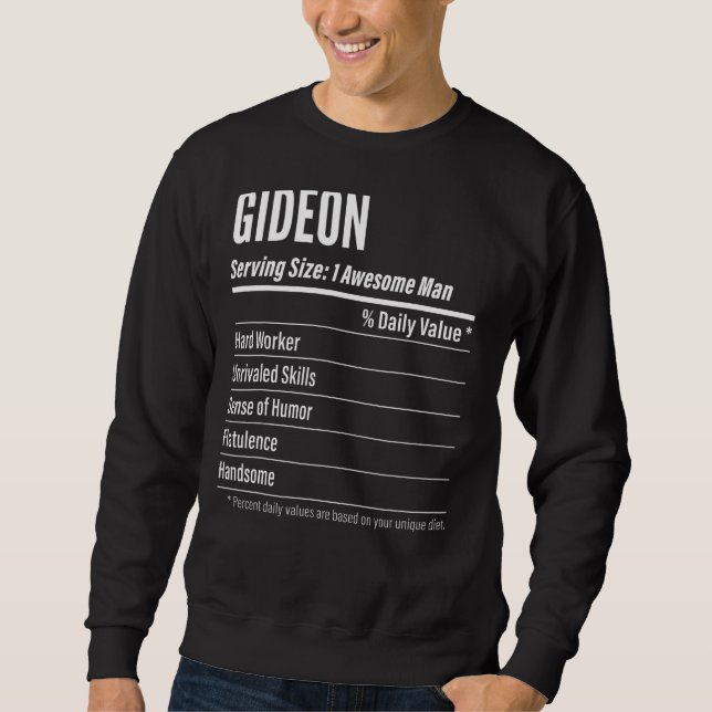 Gideon Serving Size Nutrition Label Kalorien Sweatshirt (Vorderseite)