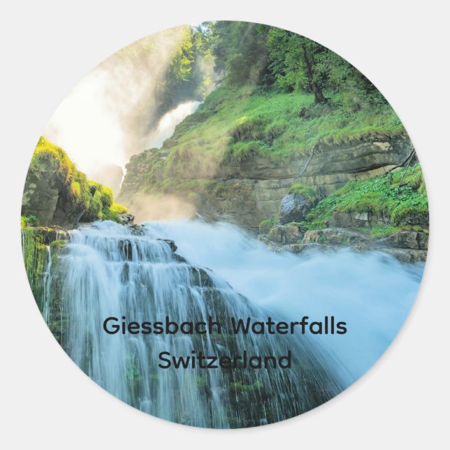 Giessbach Wasserfälle, Schweiz Runder Aufkleber (Vorderseite)