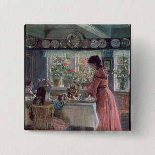 Gießen des Morgens Coffee, 1906 Button
