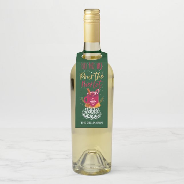 Gießen Sie das Merlot Weihnachtsgeschenk Wein Getr Flaschenanhänger (Auf Flasche)