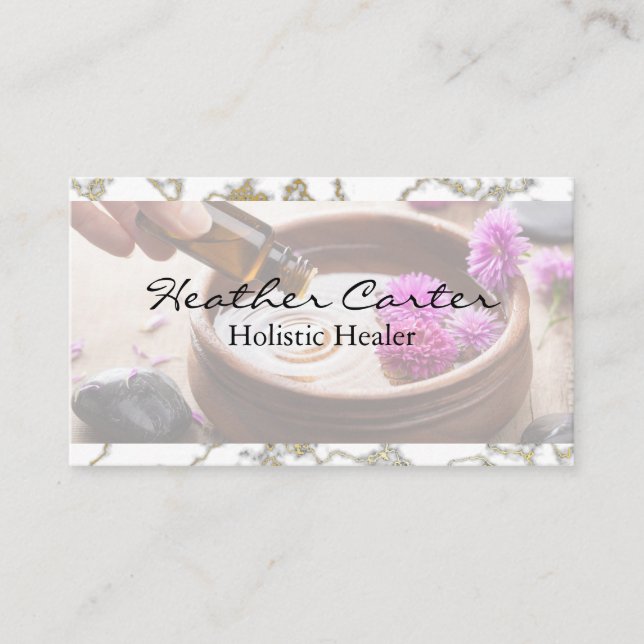 Gießen von ätherischen Aroma-Ölen Visitenkarte (Vorderseite)
