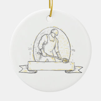 Gießerei-Arbeitskraft-Stahlschöpflöffel Miono Keramik Ornament