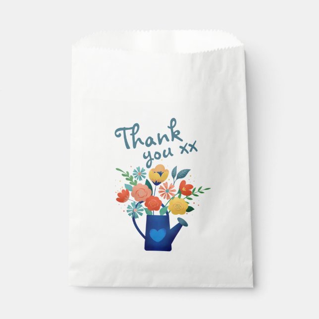 Gießkanne voller Blumen Modernes Dankeschön Geschenktütchen (Vorderseite)