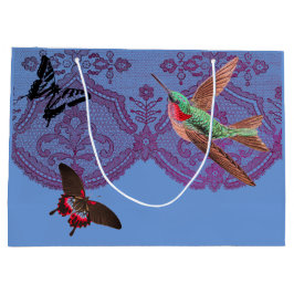 GIFT BAG ANTIQUE LACE PATTER MIT SCHALTFLÄCHEN GROßE GESCHENKTÜTE