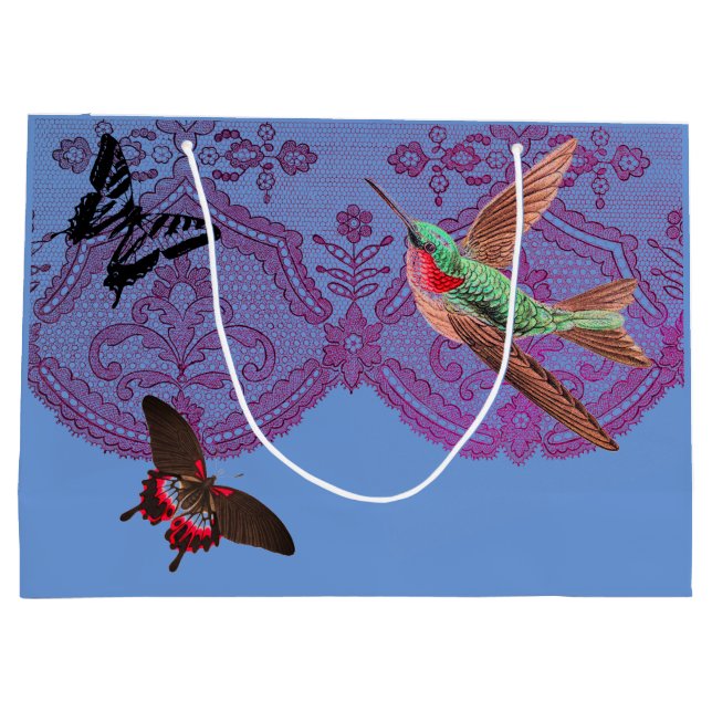 GIFT BAG ANTIQUE LACE PATTER MIT SCHALTFLÄCHEN GROßE GESCHENKTÜTE (Rückseite)