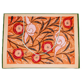 GIFT BAG CHINESISCHES FLORALPATTER IN ORANGE GROßE GESCHENKTÜTE