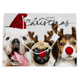 GIFT BAG CHRISTMAS HUNDE MIT ANTLERN UND WEIHNACHT GROßE GESCHENKTÜTE