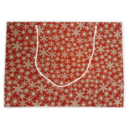 GIFT BAG CHRISTMAS SNOW FLAKEN IN ROT GROßE GESCHENKTÜTE