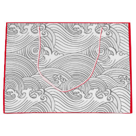 GIFT BAG JAPANESE WAVE PATTER AUF ROT GROßE GESCHENKTÜTE