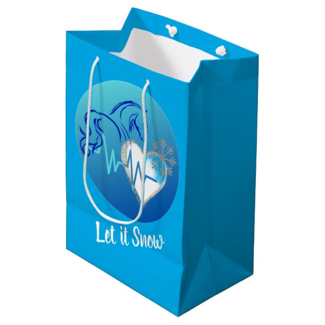 Gift Bag Let it Snow! Mittlere Geschenktüte (Vorderseite Schrägansicht)