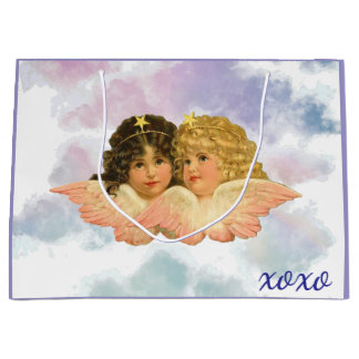 GIFT BAG TWIN ANGELS IN PASTELS  GROßE GESCHENKTÜTE