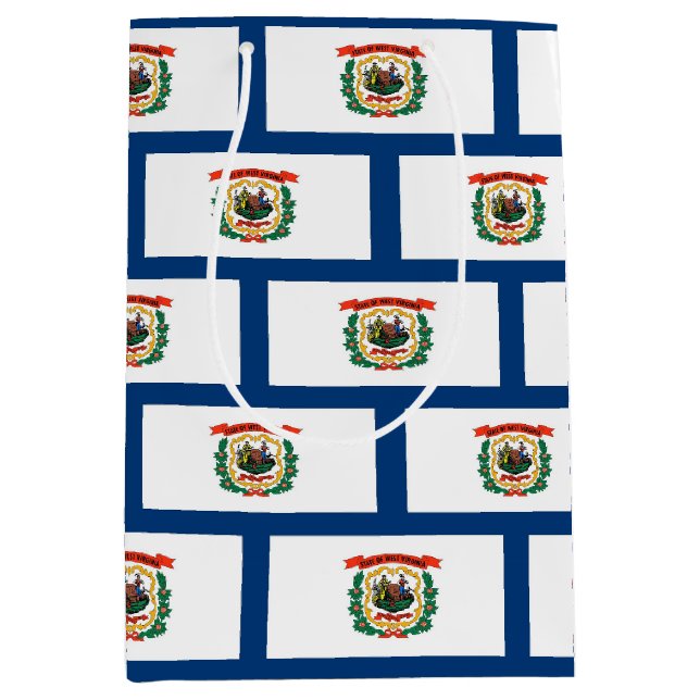 Gift Bag with flag of West Virginia, USA Mittlere Geschenktüte (Vorderseite)