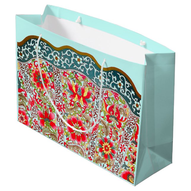 GIFT-BAGS CHINESISCHE PATTERN CUSTOM-DESIGN GROßE GESCHENKTÜTE (Rückseite Schrägansicht)