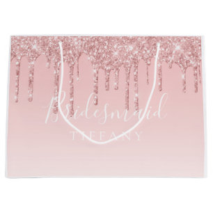 Gift Beutel - Rosa Glitzer Tropfen Bridesmaid Große Geschenktüte