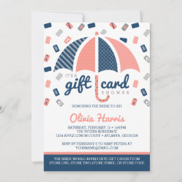 Gift Card Bridal Dusche Einladung, Marine, Koralle Einladung