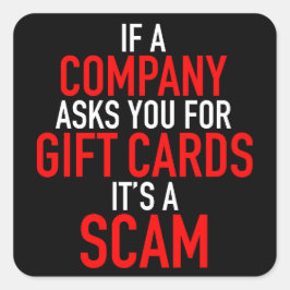 Gift Card Scam - Scam Prevention Quadratischer Aufkleber