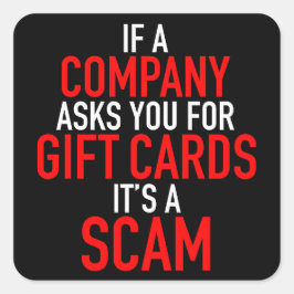 Gift Card Scam - Scam Prevention Quadratischer Aufkleber