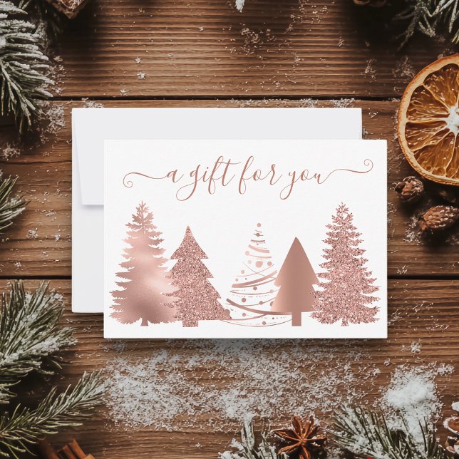 Gift Certificate Christmas Tree Rose Gold Einladung (Von Creator hochgeladen)