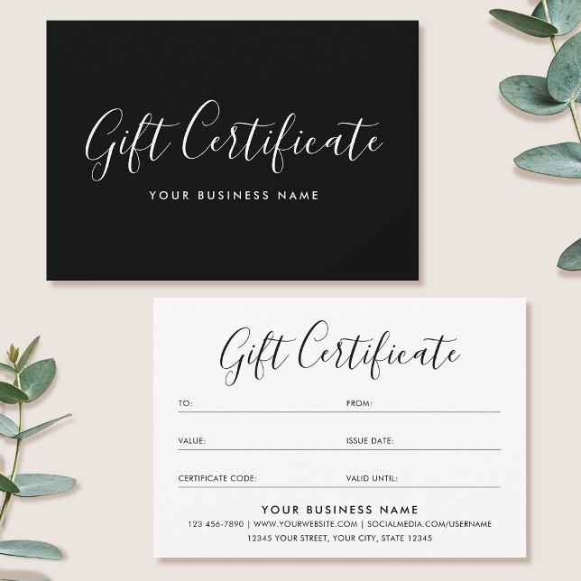 Gift Certificate Script Minimalist Black Card (Von Creator hochgeladen)