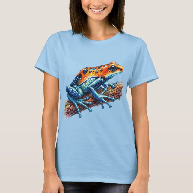 Gift Dart Frosch Orange und Blau T-Shirt (Vorderseite)