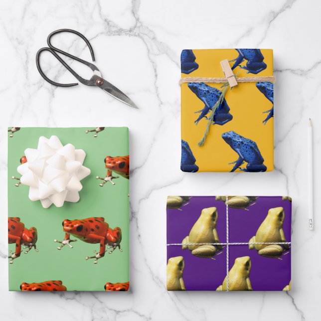 Gift-Dart-Frösche, die Papierblätter umhüllen Geschenkpapier Set (Vorderseite)