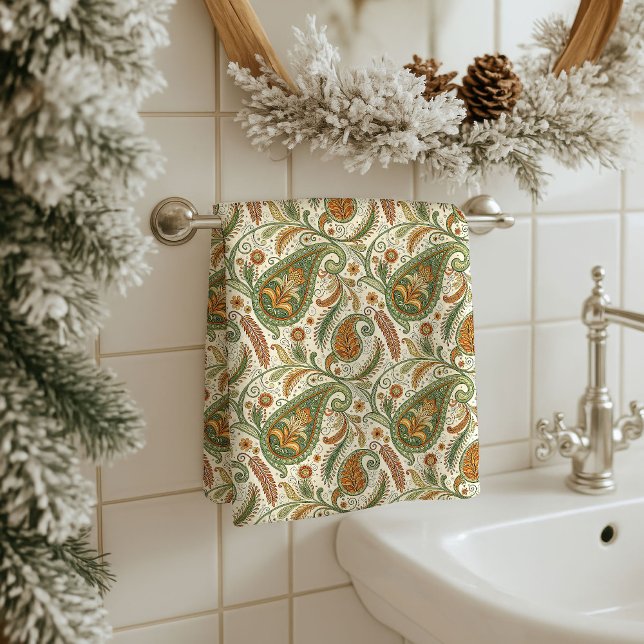 Gift for Elders Earthy Boho Paisley Bath Accent Badhandtuch Set (Gift for Elders Earthy Boho Paisley Bath Accent)