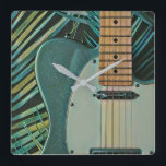 Gift for guitarist boyfriend quadratische wanduhr<br><div class="desc">This vintage guitar artwork is suitable for guitar players who love playing guitar. it can be given as a gift for a boyfriend, girlfriend, or dad on a birthday, father's day, or valentine's day. The retro design features cool vintage Gift for guitarist boyfriend</div>