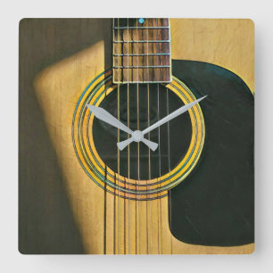 Gift for musician guitarist quadratische wanduhr