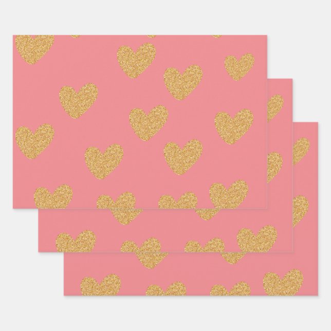 Gift Gold Heart Geschenkpapier Set (Set)