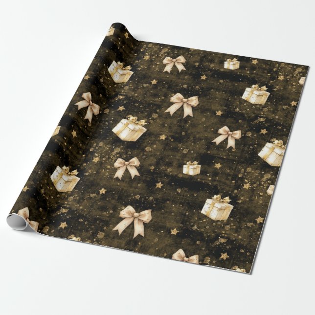 Gift goldene Glitzer Glitzern Sterne Packpapier (Ungerollt)