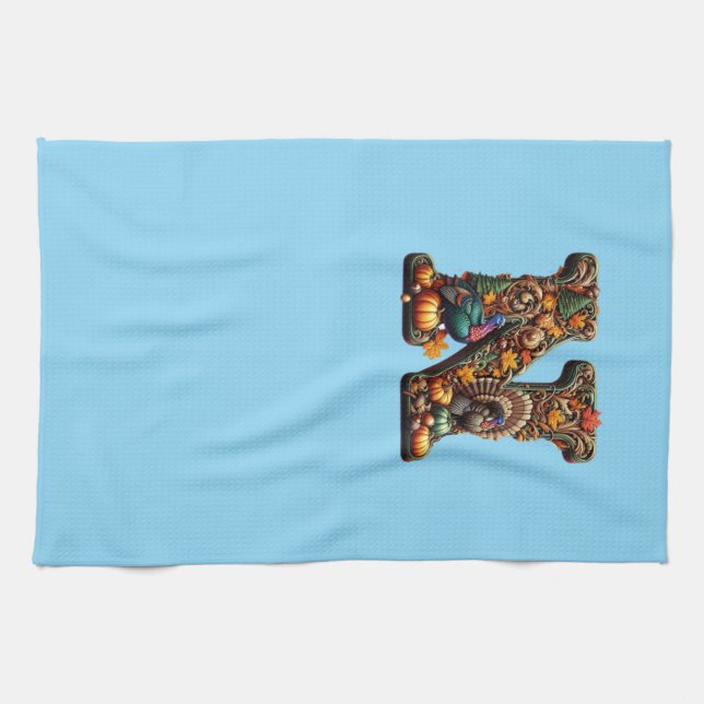 Gift Letter N Thanksgiving style  Geschirrtuch (Horizontal)