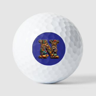 Gift Letter N Thanksgiving style  Golfball