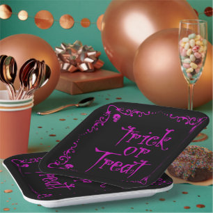 Gift Lila Trick oder Behandlung Pappteller