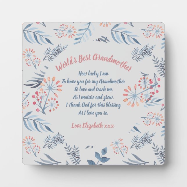 GIFT - Oma Gedichte von Großkindern - CUSTOM Fotoplatte (Vorderseite)