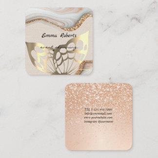 Gift Pink and White Glitter Modern Business card Quadratische Visitenkarte