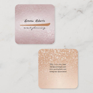 Gift Pink and White Glitter Modern Business card Quadratische Visitenkarte