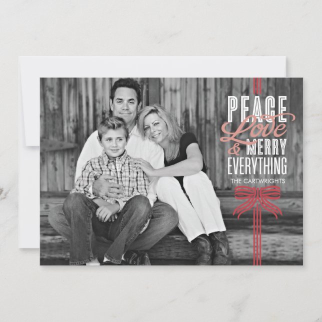 Gift Red Ribbon Wrapped Carte photo de vacances (Devant)