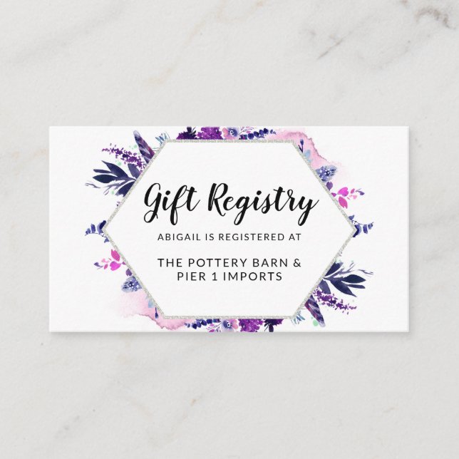 Gift-Registrierung für verzaubertes Blumenwasser Begleitkarte (Vorderseite)