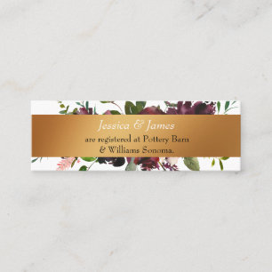 Gift Registry Burgundy Blume Gold Einschließungska Mini Visitenkarte