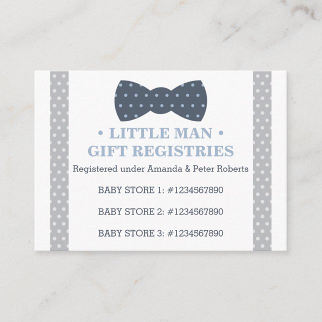 Gift Registry Card, Little Man, Bow Krawatte Begleitkarte (Vorderseite)