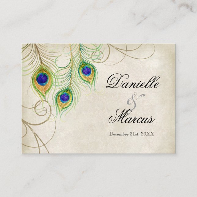 Gift Registry Cards - Peacock Feathers Wedding Set Begleitkarte (Vorderseite)