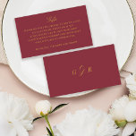 Gift Registry Honeymoon Burgundy Wedding Monogram Begleitkarte<br><div class="desc">Vollständig editierbare Beipackkarte für Geschenke,  Anfahrtsbeschreibung,  Unterkunft etc.; alle Hochzeitsdetails,  die Sie als Visitenkarte zu Ihrer Hochzeitssuite hinzufügen müssen. Monogramm auf der Rückseite. In Gold und Bordeaux dargestellt,  ist die Hintergrundfarbe editierbar. Einfach und elegant.</div>