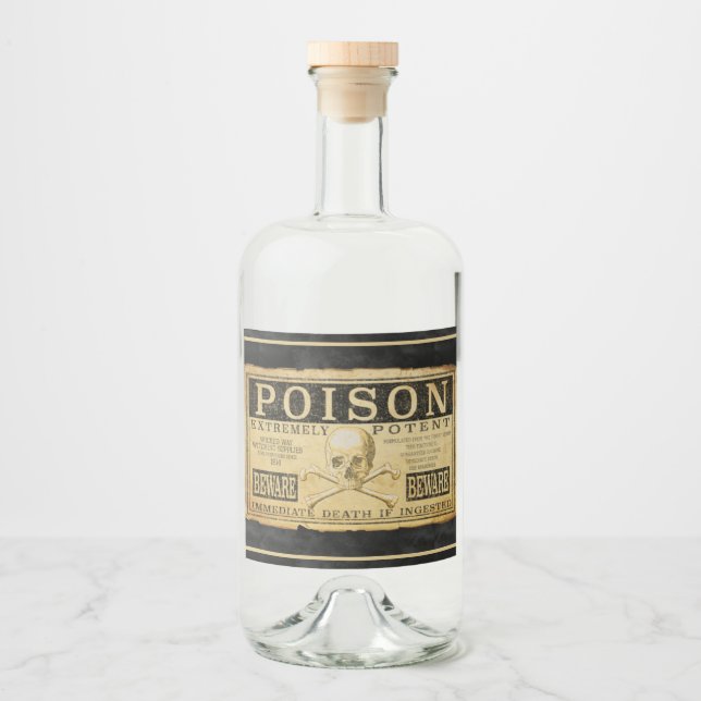 Gift Skull Gothecary Apothecary Halloween Alkoholflaschenetikett (Vorderseite)