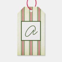GIFT TAG FADED STRIPES CUSTOM INITIAL