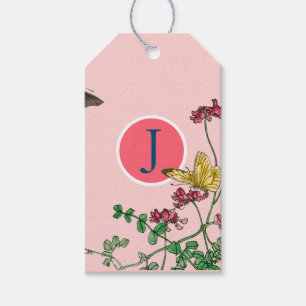 GIFT TAG JAPANESE BUTTERFLIES CUSTOM INITIAL GESCHENKANHÄNGER