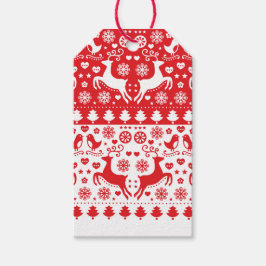 GIFT TAG SCANDINAVIAN CHRISTMAS PATTERN REINDEIN GESCHENKANHÄNGER