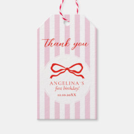  Gift Tags Baby's first birthday with soft pink. Geschenkanhänger