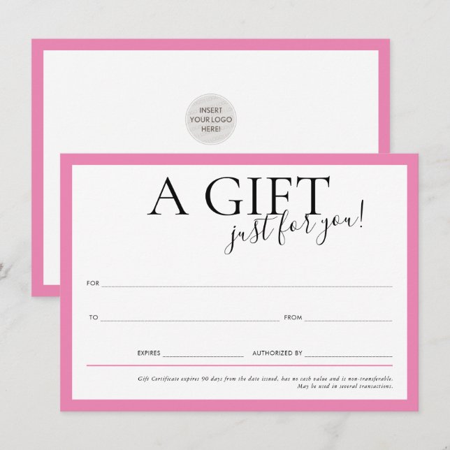 GIFT VOUCHER elegantes Business-Bonbon pink Einladung (Vorne/Hinten)