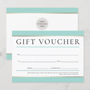 GIFT VOUCHER Moderne elegante Business-Minze grün Einladung