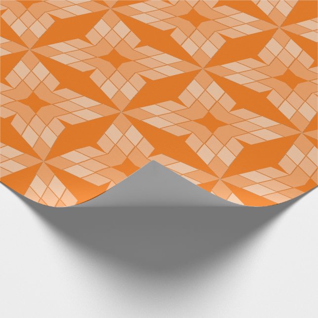 Gift Wrap - Diamantblätter auf Orange Geschenkpapier (Ecke)